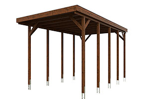 Vue 3D du Carport Bois FRIESLAND CARAVAN 3970 x 7080mm