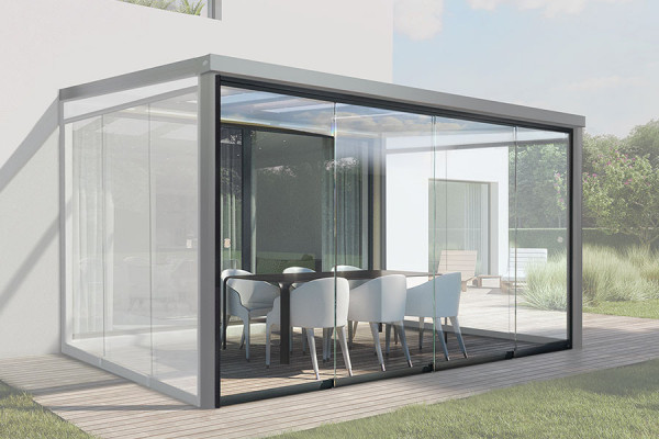 Photo n°1 du Verre Coulissant Façade pour Pergola Photo n°1 du Verre Coulissant Façade pour Pergola