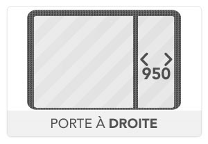 Porte  de 950mm à gauche (Vue ext.)