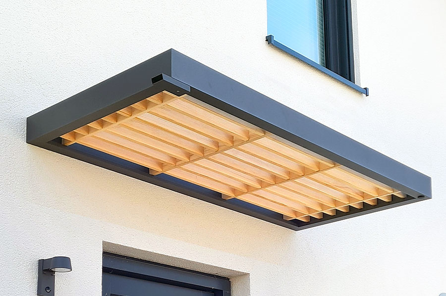 Photo zommée de l'Auvent de Porte d'Entrée BS TIMBER-LINE