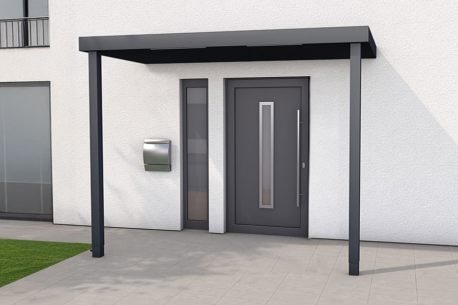 Photo de l'Auvent de Porte d'Entrée BS XL avec paroi latérale et poteau