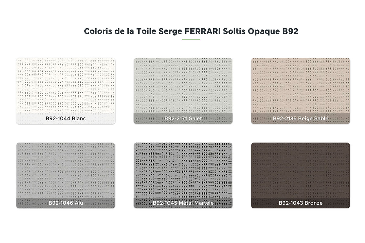 Coloris de la Toile Serge FERRARI Soltis Opaque B92