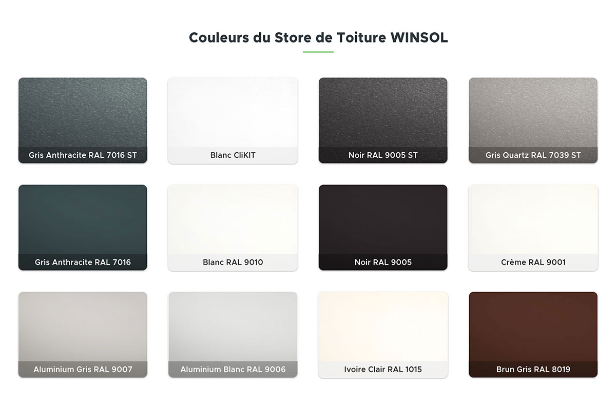 Coloris du Store de Toiture WINSOL