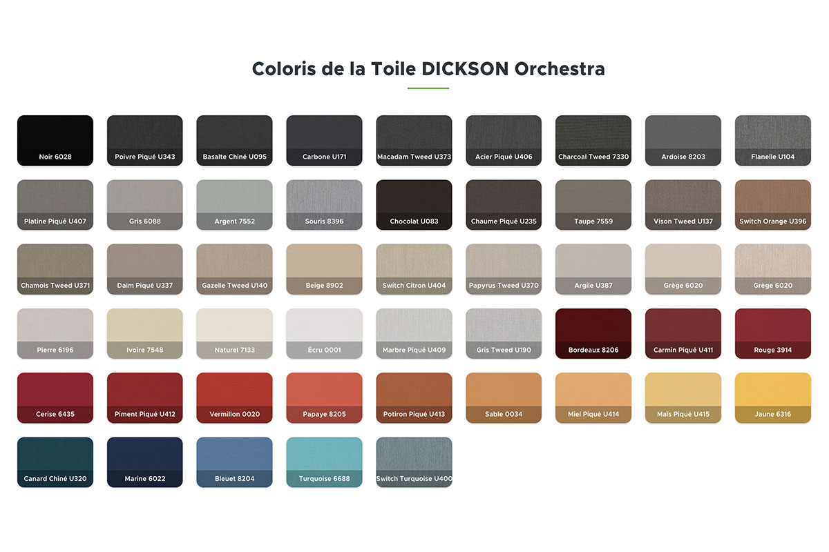 Coloris du Store de Toiture WINSOL