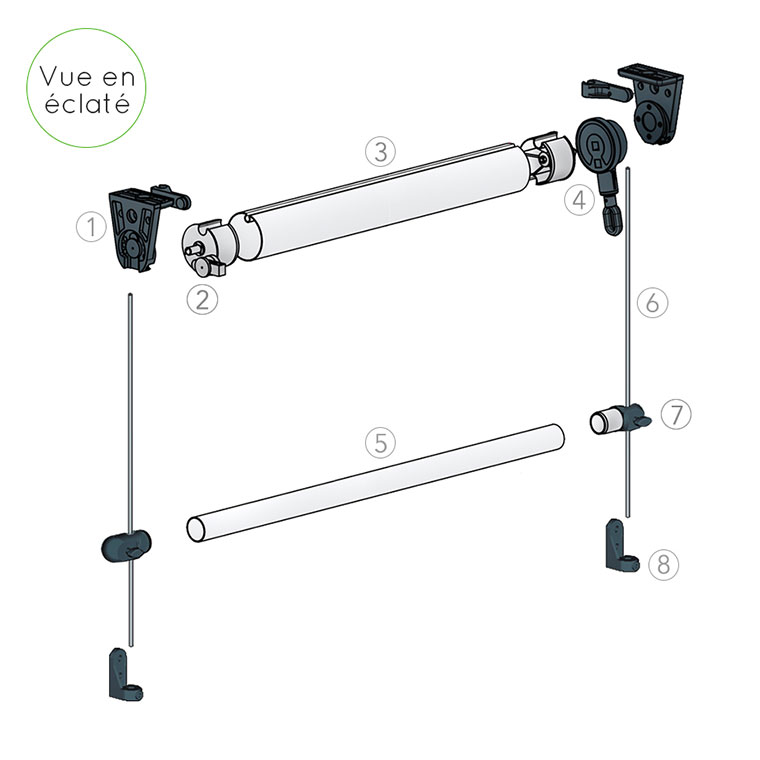 Schéma numéroté des Profils du Store Screen Vertical à Guides