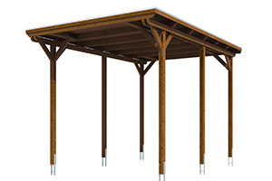 Vue 3D du Carport Bois EMSLAND CARAVAN 4040 x 6040mm