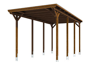 Vue 3D du Carport Bois EMSLAND CARAVAN 4040 x 8460mm