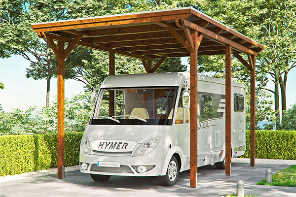 Photo du Carport Bois EMSLAND Autoporté Teinte Noyer