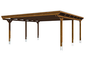 Vue 3D du Carport Bois  EMSLAND XL 6130 x 6040mmmm