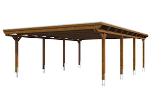 Vue 3D du Carport Bois  EMSLAND XL 6130 x 8460mm