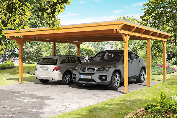 Photo du Carport Bois EMSLAND XL Autoporté Teinte Chêne Clair