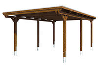 Vue 3D du Carport Bois EMSLAND 4040 x 6040mm