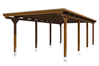 Vue 3D du Carport Bois EMSLAND 4040 x 8460mm