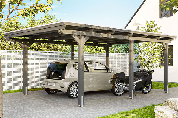 Photo d'un Carport Bois EMSLAND Gris Autoporté