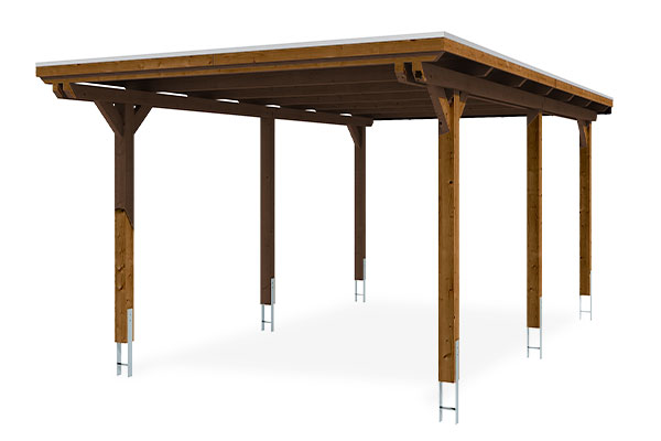 Vue 3D du Carport Bois EMSLAND Autoporté