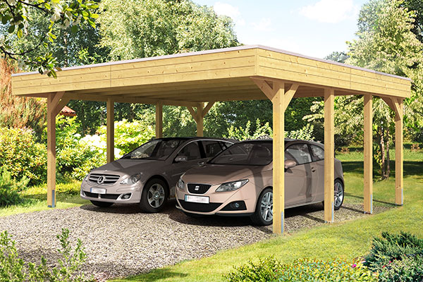 Photo du Carport Bois FRIESLAND XL Autoporté Teinte Verte