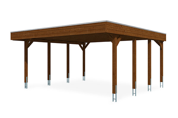 Vue 3D du Carport Bois FRIESLAND XL Autoporté