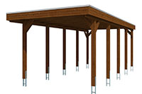 Vue 3D du Carport Bois FRIESLAND 3140 x 7080mm