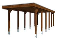 Vue 3D du Carport Bois FRIESLAND 3140 x 8600mm