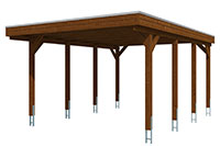 Vue 3D du Carport Bois FRIESLAND 3970 x 5550mm