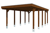 Vue 3D du Carport Bois FRIESLAND 3970 x 7080mm