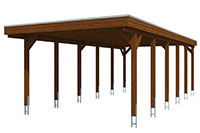 Vue 3D du Carport Bois FRIESLAND 3970 x 8600mm