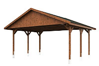 Vue 3D du Carport Bois WALLGAU XL 6200 x 5000mm