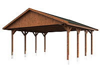 Vue 3D du Carport Bois WALLGAU XL 6200 x 6000mm