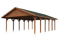 Vue 3D du Carport Bois WALLGAU XL 6200 x 9000mm