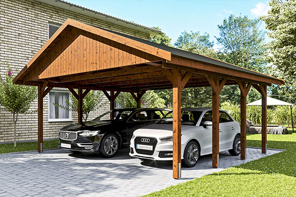 Photo du Carport Bois WALLGAU XL Autoporté Teinte Noyer