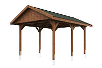 Vue 3D du Carport Bois WALLGAU 3800 x 5000mm