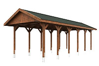 Vue 3D du Carport Bois WALLGAU 3800 x 9000mm