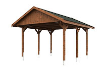 Vue 3D du Carport Bois WALLGAU 4300 x 5000mm