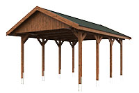 Vue 3D du Carport Bois WALLGAU 4300 x 6000mm