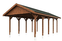 Vue 3D du Carport Bois WALLGAU 4300 x 7500mm