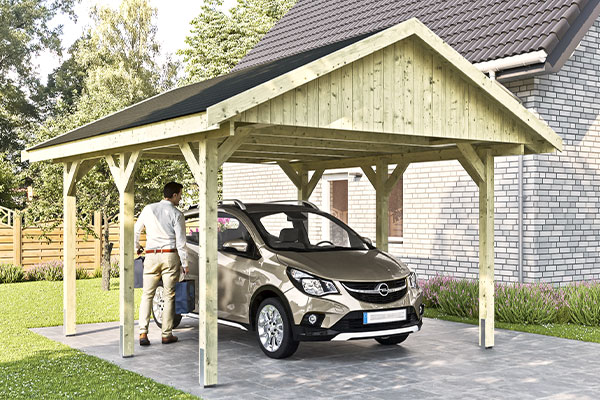 Photo du Carport Bois WALLGAU Autoporté Teinte Verte