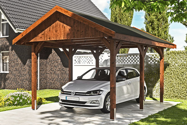 Photo du Carport Bois WALLGAU Autoporté Teinte Noyer