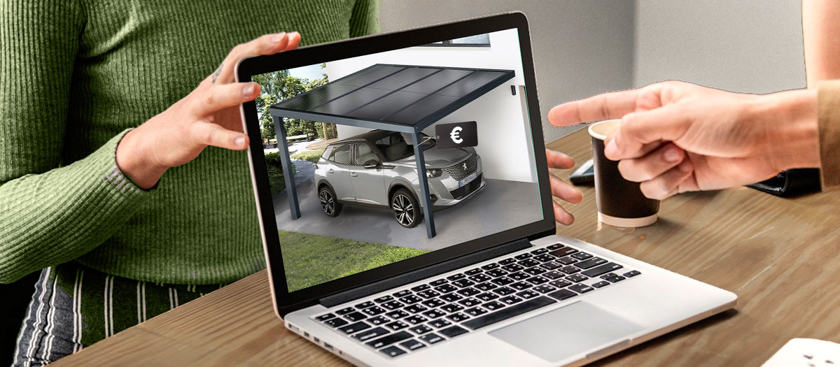 Photo d'une personne choisissant un Carport Solaire CLIMALUX dans un bureau