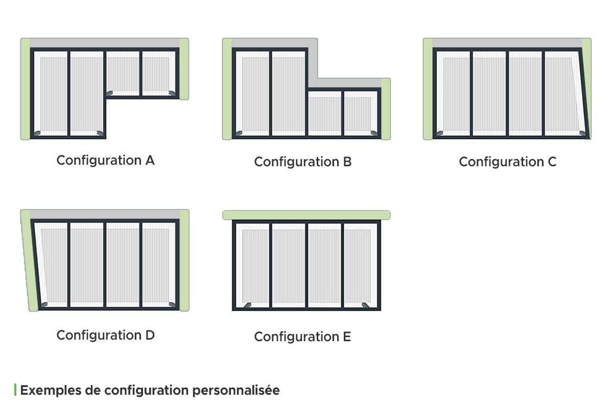 Schémas d'autres configurations de pergola disponibles