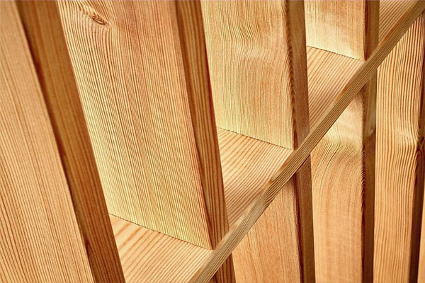 Photo of the wooden slats of the BS TIMBER-LINE Front Door Canopy with side panel