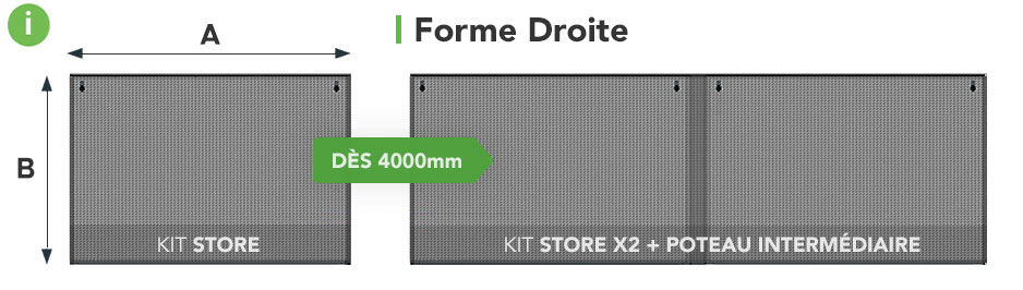 Schéma de la Forme Droite du Store Screen VIZEO