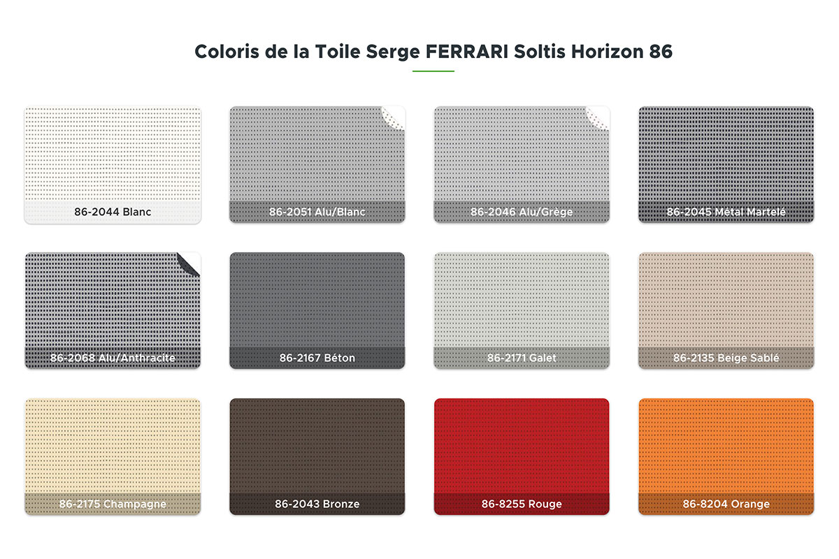 Colors of the Serge FERRARI Soltis Horizon 86 Fabric