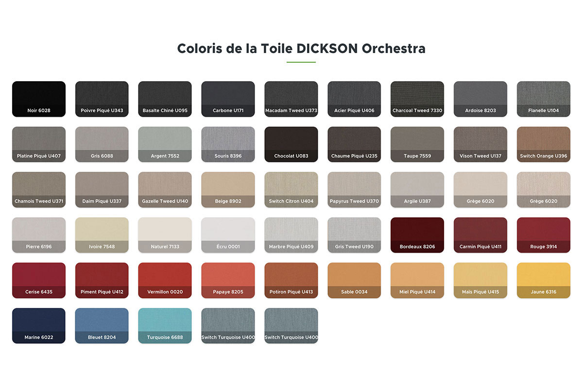Coloris du Store de Toiture WINSOL