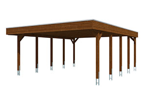 Vue 3D du Carport Bois FRIESLAND XL 5570 x 7080mm