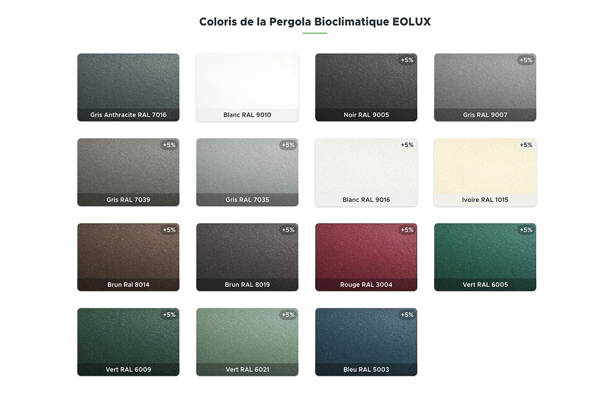 Liste des Coloris Sur-Mesure