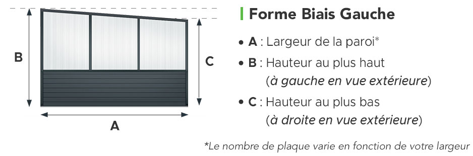 Schéma de la Forme Biais Gauche de la Paroi Mixte Latérale