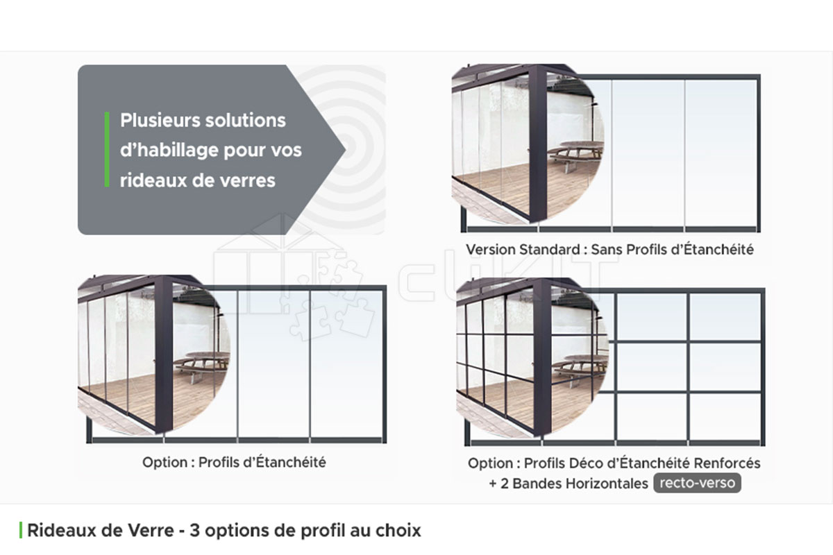 Schémas d'autres configurations de pergola disponibles