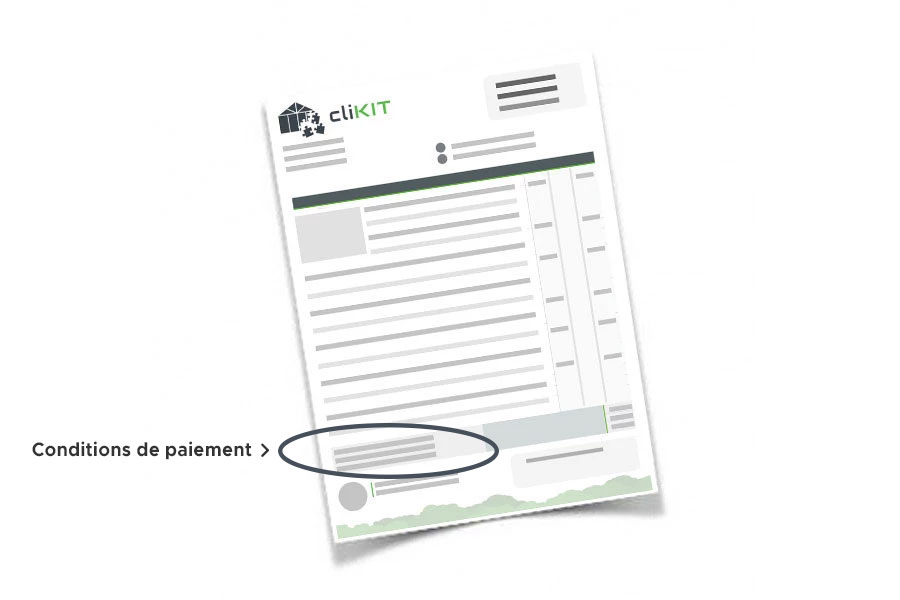 Indication des conditions de paiement sur le devis